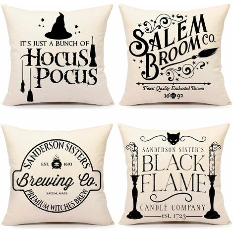 4pcs/set Geometric Linen Throw Pillow Covers With Sweet Home Quote Design  In Black And White, Cushion Cases For Living Room Sofa Home Decor, 18x18  Inches (pillow Insert Not Included)