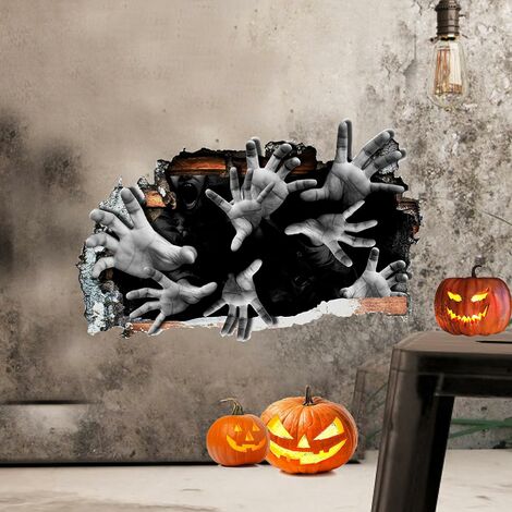 Discount Halloween Wall Decor 3d Ghost Hand Floor Wall Ceiling Stickers Peel  and Stick Wall Stickers Horror Halloween Bats Wallpaper Window Clings Bar  Pub Party Halloween Decorations for Home Bedroom
