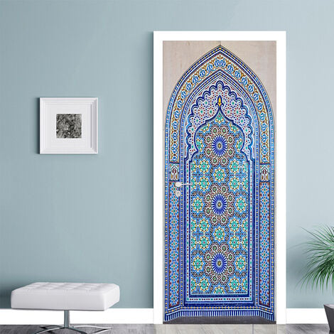 Door Sticker Arabic Style Picture Door Wallpaper Decals Home Decor 77X200CM