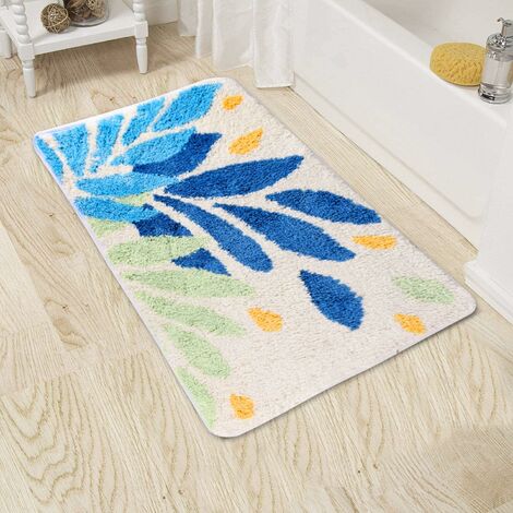 1pc Floral Pattern Anti-slip Bath Rug, Modern Rubber Bath Mat For Bathroom