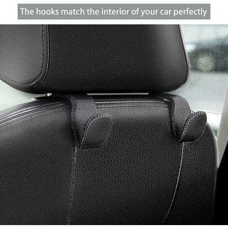  Leather Car Headrest Hook, Universal Car Back Seat Headrest  Hooks, Car Seat Back Organizers Car Accessories for Purse Bags and Coats (2  Pack, Black) : Automotive
