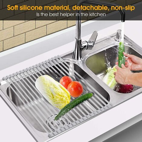 SinkSide Egouttoir à vaisselle pliable, large - Mid Grey
