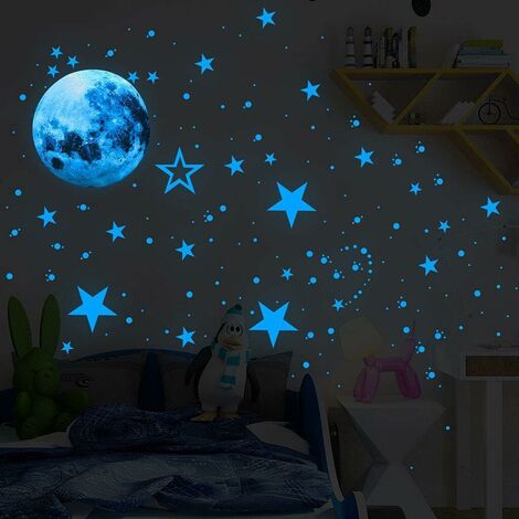 435 Pack Light Up Stars, Dots and Moon Wall Stickers for Bedroom, Boys ...