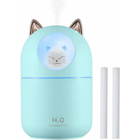 Humidificateur à brume fraîche, humidificateurs de 300 ml avec veilleuse,  humidificateurs silencieux de 20 dB pour chambre à coucher, humidi