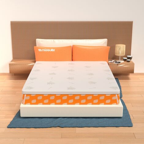 Topper aus Memory Foam 140x190 - 8 cm hoch, abziehbar, Gewebe Aloe Vera Matratzenauflage H8