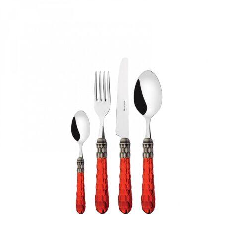Set posate 24 pezzi in scatola Gallery Cristallo ghiera argento antico Rosso Trasparente Bugatti