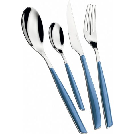 Set posate 24 pezzi in scatola regalo con finestra Glamour Blu Avio Tinta unita Bugatti
