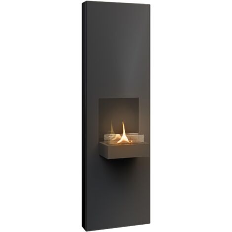 Caminetto da parete ricaricabile Rock Nero Tenderflame