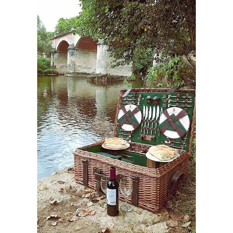 Les Jardins De La Comtesse Cestino Da Picnic Chantilly Marine In Vimini – Con Scomparto Isotermico Fisso E Maniglia Pieghevole - 3