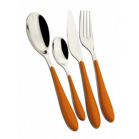 Set posate 24 pezzi in scatola regalo con finestra Gioia Arancio Tinta unita Bugatti