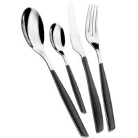 Set posate 24 pezzi in scatola regalo con finestra Glamour Nero Fumé Tinta unita Bugatti