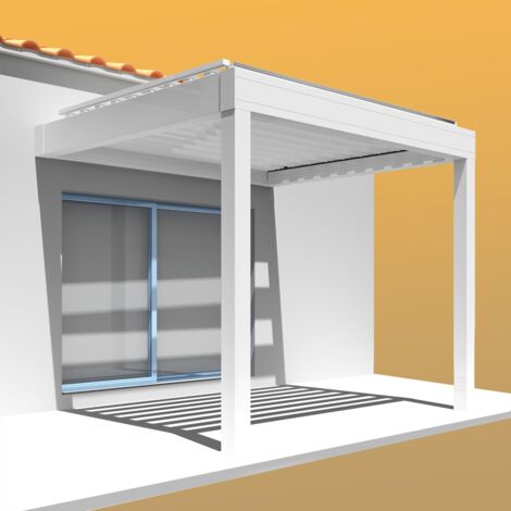 Pérgola bioclimática SIROCO 4,00x4,109 M Motorización con pistón eléctrico  y mando a distancia