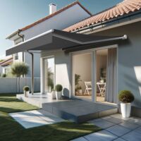 Toldo logia TENO 4,00x3,00 M (Manual - Blanco satinado RAL9010 - Gris grafito)