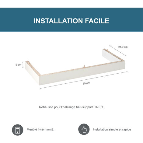 GEBERIT - Réhausse 5cm pour coffrage/habillage Lineo pour bati support WC suspendu - Finition laquée blanche