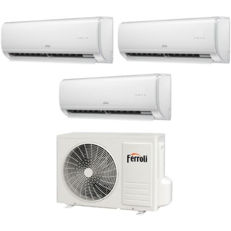 Ferroli – Climatiseur réversible trial split 2x 9000 btu + 12000 btu – Wi-Fi intégré Alexa Google Home – SEER 6.1 – Classe A++ (1/2)