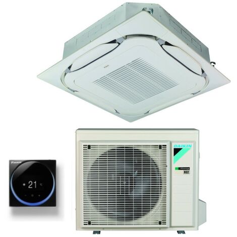 Climatiseur réversible Daikin cassette round flow 12000 Btu R-32 – Wi-Fi optionnel – Classe A++ – Débit d'air 10,6 m3/min – Niveau sonore 49 dB(A)