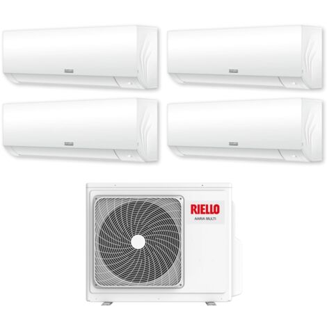 Riello – Climatiseur réversible quadri split 9+9+12+12 – Puissance 8,5 kW – Classe énergétique A++ – Wi-Fi en option – Débit d'air 4000 m³/h (1/2)