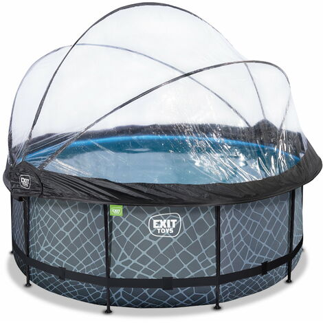 EXIT Stone pool 12ft x 48in with sand filter pump and dome - grey (1/5)