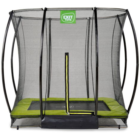 EXIT Toys Silhouette 7x10ft Rectangular Trampoline With Safety Net - Outdoor Kids Trampoline, Green