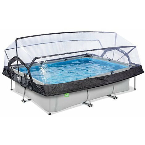 EXIT Soft Grey Pool 10ft x 6.6ft x 25.6in with Filter Pump and Dome – Grey