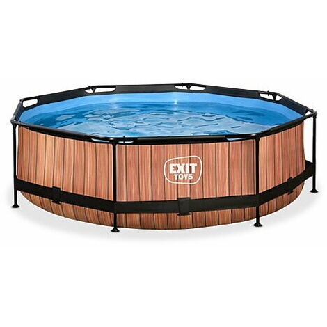 EXIT Wood Pool 10ft x 30in with Filter Pump – Brown