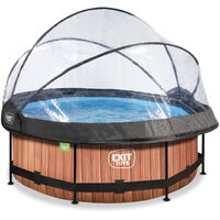 EXIT Wood Pool 8ft x 30in with Filter Pump and Dome – Brown