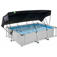 EXIT Soft Grey Pool 10ft x 6.6ft x 25.6in with Filter Pump and Canopy – Grey