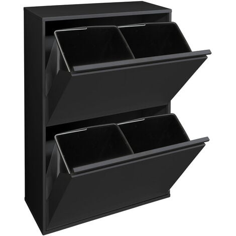 ARREGUI Basic Poubelle de recyclage en acier, poubelle de tri sélectif, 4 seaux, 4 x 17L (68L), Noir CR606-B