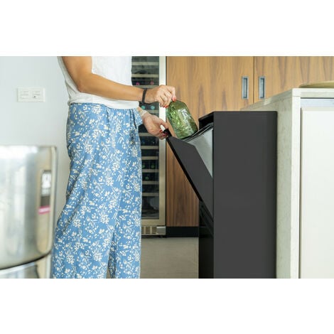 ARREGUI Basic Poubelle de recyclage en acier, poubelle de tri sélectif, 4 seaux, 4 x 17L (68L), Noir CR606-B