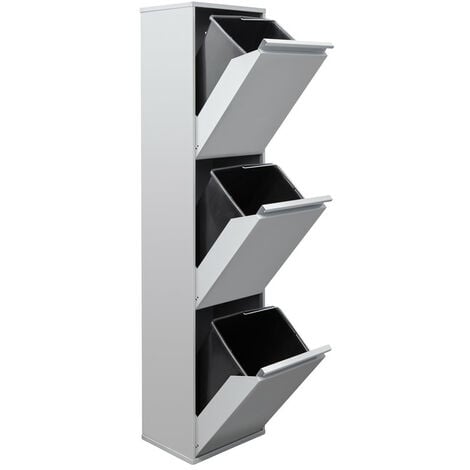 ARREGUI Basic Poubelle de recyclage en acier, poubelle de tri sélectif, 3 seaux, 3 x 17L (51L), Gris CR302-B