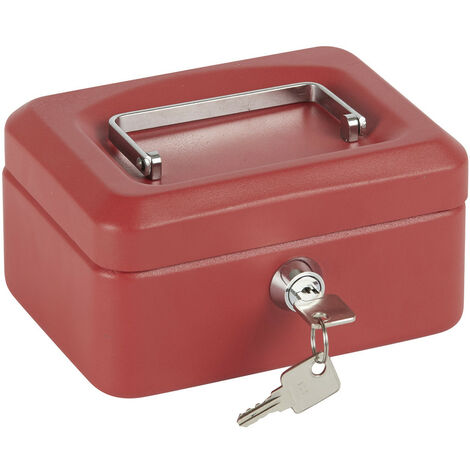 ARREGUI Elegant Caisse à monnaie et billets à clé pour ranger et transporter l'argent, Caisse en acier monnayeur et compartiment pieces, Coffre fort portatif 15 cm de longueur Rouge C9214