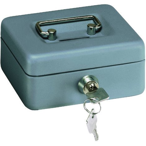 Arregui – Coffre-fort portatif en acier émaillé – Caisse à monnaie avec fente pour pièces – Plateau amovible et clé fournie – 12,5 cm gris graphite - C9006