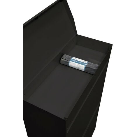 ARREGUI Top Poubelle de recyclage en acier, poubelle de tri sélectif, 4 seaux, avec plateau supérieur multifonction, 4 x 17L (68L), Noir CR626-B