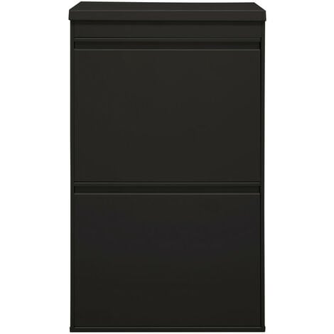 ARREGUI Top Poubelle de recyclage en acier, poubelle de tri sélectif, 4 seaux, avec plateau supérieur multifonction, 4 x 17L (68L), Noir CR626-B