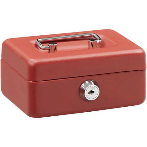 Arregui – Coffret à monnaie en acier émaillé – Caisse sécurisée avec 2 clés – Dimensions 12,5 x 9,5 cm – Pour pièces et billets – Portable Rouge - C9004