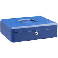 Arregui – Coffret à monnaie en acier émaillé – Coffre-fort portatif 30 cm – Compartiment pour pièces et billets – Poignée en acier nickelé - C9245