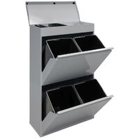 Arregui – Poubelle de tri sélectif 4 compartiments 68L – Acier avec plateau supérieur – Système d’ouverture basculant – CR622B