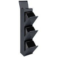 Arregui – Poubelle tri sélectif 3 compartiments 51L en acier – Système d’ouverture basculant – Plateau supérieur multifonction – CR324B