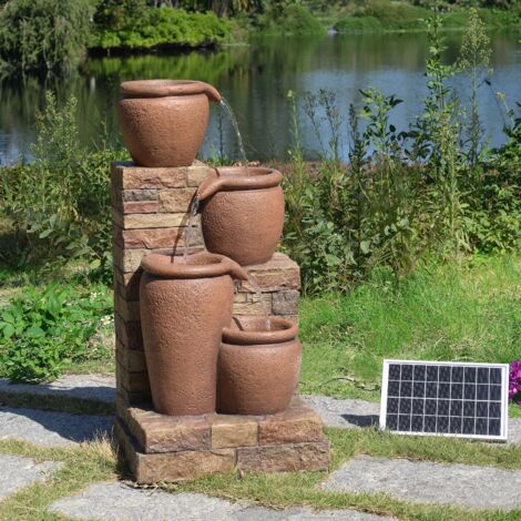 Fontaine d'eau extérieure à 4 étages de 30,71 pouces avec lumières LED, terracotta, Teamson Home