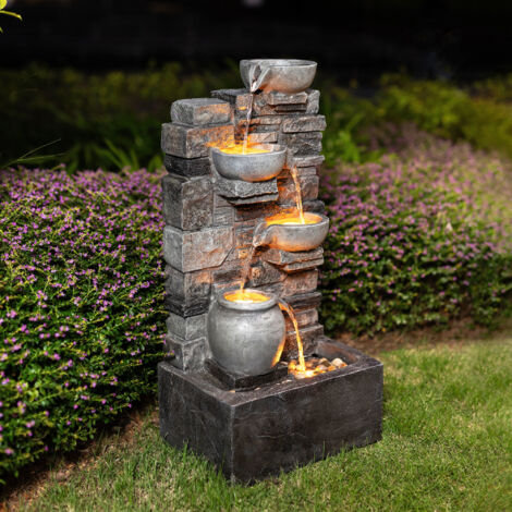 Fontaine Cascade Solaire 4 Niveaux Teamson Home Terracotta - Extérieur Jardin Terrasse