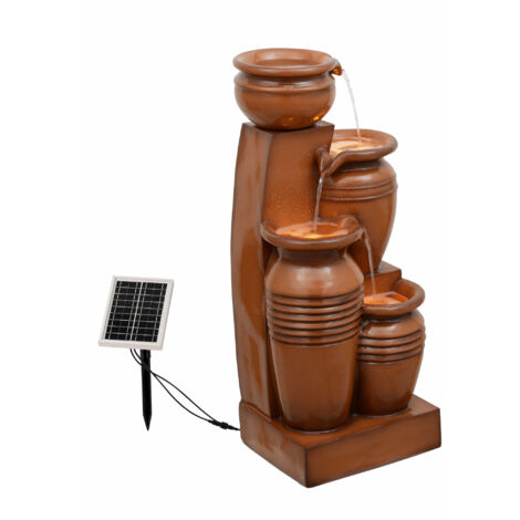 Teamson Home Fontaine Cascade Solaire 4 Niveaux Terracotta Exterieur