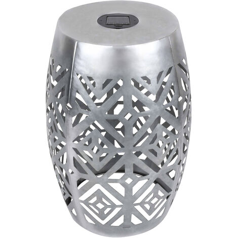 Teamson Home Table d'appoint pour le jardin - Table et lumière 2 en 1 - Énergie solaire - Argent - Métal - 31 x 31 x 45.7 (cm) (1/5)