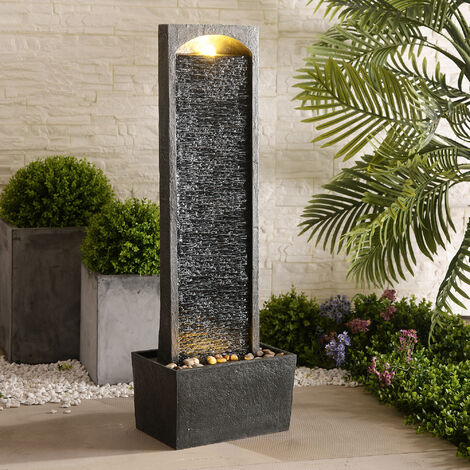 Fontaine D'eau De Jardin 3 Niveaux En Résine - 93 Cm De Haut, Pompe Incluse, Effet Cascade Zen