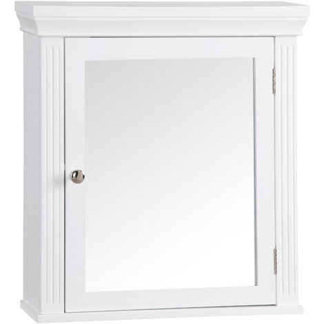 Teamson Home – Armoire à pharmacie murale en bois blanc avec miroir – 2 étagères réglables – Dimensions L 47cm x l 14cm x H 50.8cm – 6544