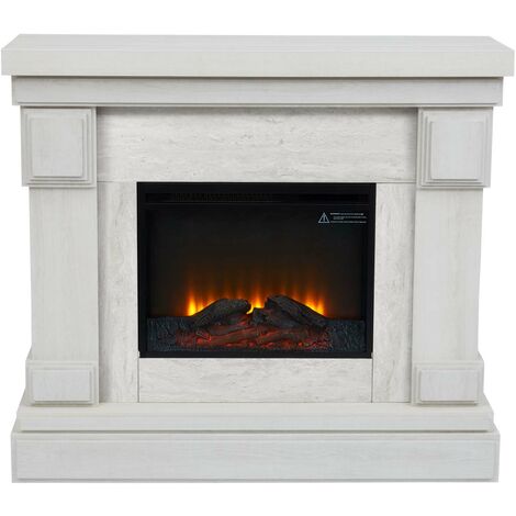 Teamson Home Hestia 48" Cheminée Foyer Électrique Autoportant avec Manteau, Écran Tactile, Télécommande et Feu Instantané Réglable, Effet Marbre Gris VNF-00115GM-EU (1/5)