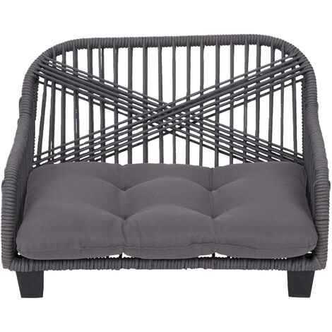 Teamson Pets Lachesis Intérieur Extérieur Corde Tissée Chat ou Petit Chien Canapé Lit Chaise Longue Résistant à L'Eau Avec Coussin Amovible Lavable Gris ST-N10007-UK (1/5)