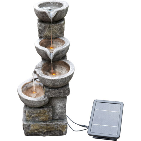 Teamson Home Fontaine Solaire Extérieure 3 Niveaux Cascade Moderne Grise 76 cm