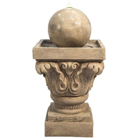 Fontaine de jardin cascade extérieur chute d’eau lumière LED et pompe marron clair Teamson Home VFD8405-EU