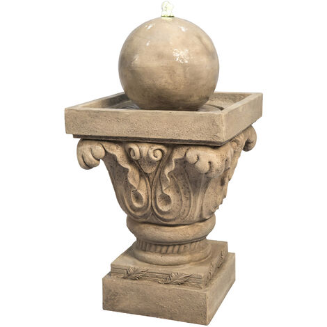 Fontaine de jardin cascade extérieur chute d’eau lumière LED et pompe marron clair Teamson Home VFD8405-EU