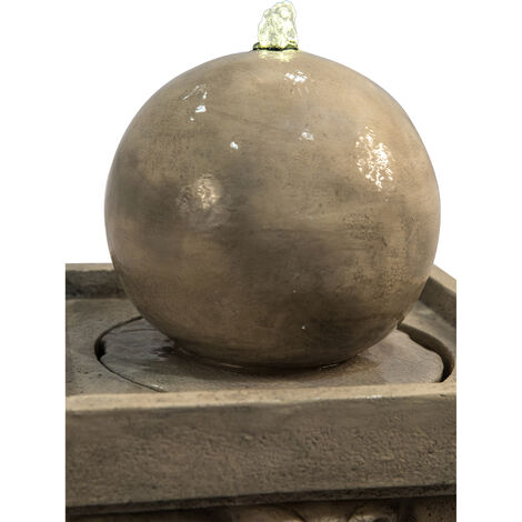 Fontaine de jardin cascade extérieur chute d’eau lumière LED et pompe marron clair Teamson Home VFD8405-EU